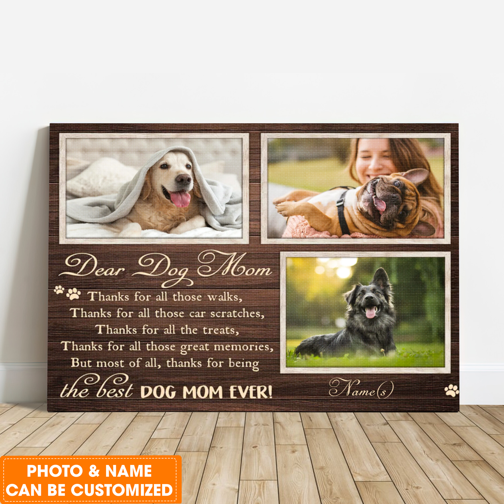 Personalized Dog Landscape Canvas, Motherday Canvas For Dog Mom, Custom Your Pet Photo, Perfect Gift For Dog Lovers, Friend, Family