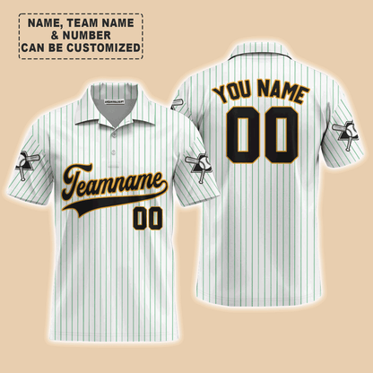 Customized Baseball Men Polo Shirt, Canada Baseball Logo White Green Custom Polo Shirt - Perfect Polo Shirt For Men, Baseball Lovers