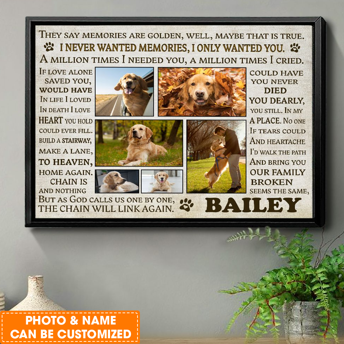 Personalized Dog Landscape Canvas, Memorial Gifts For Dog Owners Personalized Sympathy Gift For Dog Passing, Perfect Gift For Pet Lovers, Friend, Family