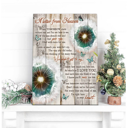 Dandelion and Butterflies Portrait Canvas, A letter from heaven Wall Art Decor Canvas, Perfect Gift For Dandelion Lovers, Friend, Family