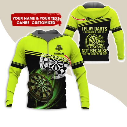 Customized Name Darts Premium Zip Hoodie, Personalized I Play Darts Zip Hoodie For Men & Women - Gift For Darts Lovers, Darts Players