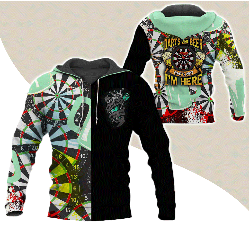 Darts Premium Hoodie, Darts And Beer That's Why I'm Here Darts Hoodie For Men & Women - Gift For Darts Lovers, Friend, Family
