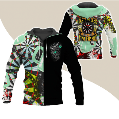 Darts Premium Hoodie, Darts And Beer That's Why I'm Here Darts Hoodie For Men & Women - Gift For Darts Lovers, Friend, Family