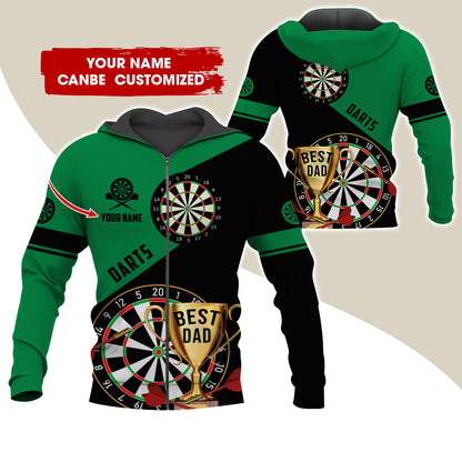 Customized Name Darts Premium Zip Hoodie , Personalized Name Best Dad Darts Zip Hoodie For Men & Women - Gift For Darts Lovers, Darts Players