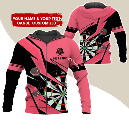 Customized Darts Premium Zip Hoodie, Personalized Name & Text Darts Team Zip Hoodie For Men & Women - Gift For Darts Lovers, Darts Players