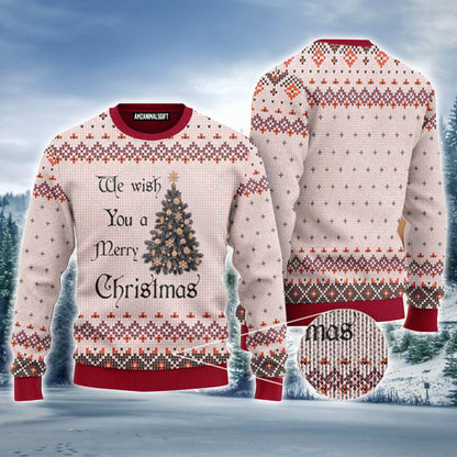 Vintage Christmas Pine Wish You A Merry Christmas Urly Sweater, Christmas Sweater For Men & Women - Perfect Gift For Christmas, New Year, Winter