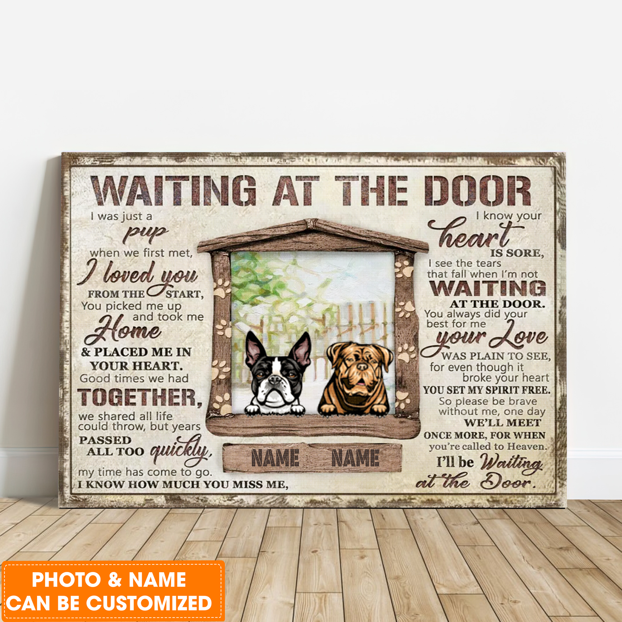 Personalized Dog Landscape Canvas, Pet Sympathy Gift Custom Pet Loss Keepsake Dog Memorial Canvas, Perfect Gift For Dog Lovers, Friend, Family