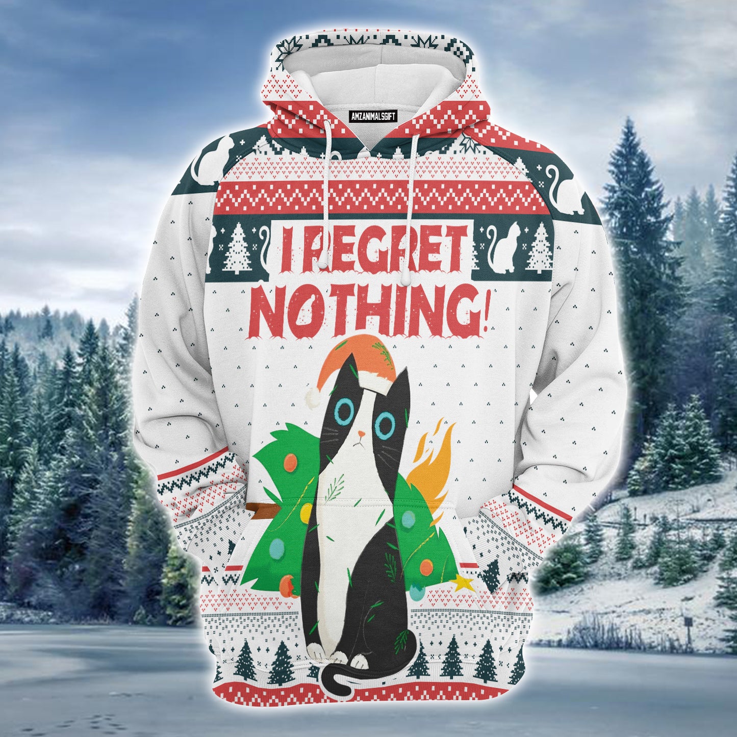 Black Cat Premium Christmas Hoodie, Cat I Regret Nothing Unisex Hoodie For Men & Women - Perfect Gift For Christmas, Black Cat Lovers, Cat Lovers