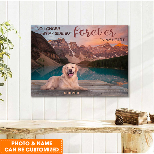 Personalized Dog Landscape Canvas, Custom Canvas Prints Personalized Pet Photo No longer by my side , Perfect Gift For Dog Lovers, Friends, Family