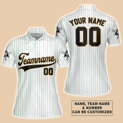 Customized Baseball Women Polo Shirt, Canada Baseball Logo White Green Custom Polo Shirt - Perfect Polo Shirt For Women, Baseball Lovers