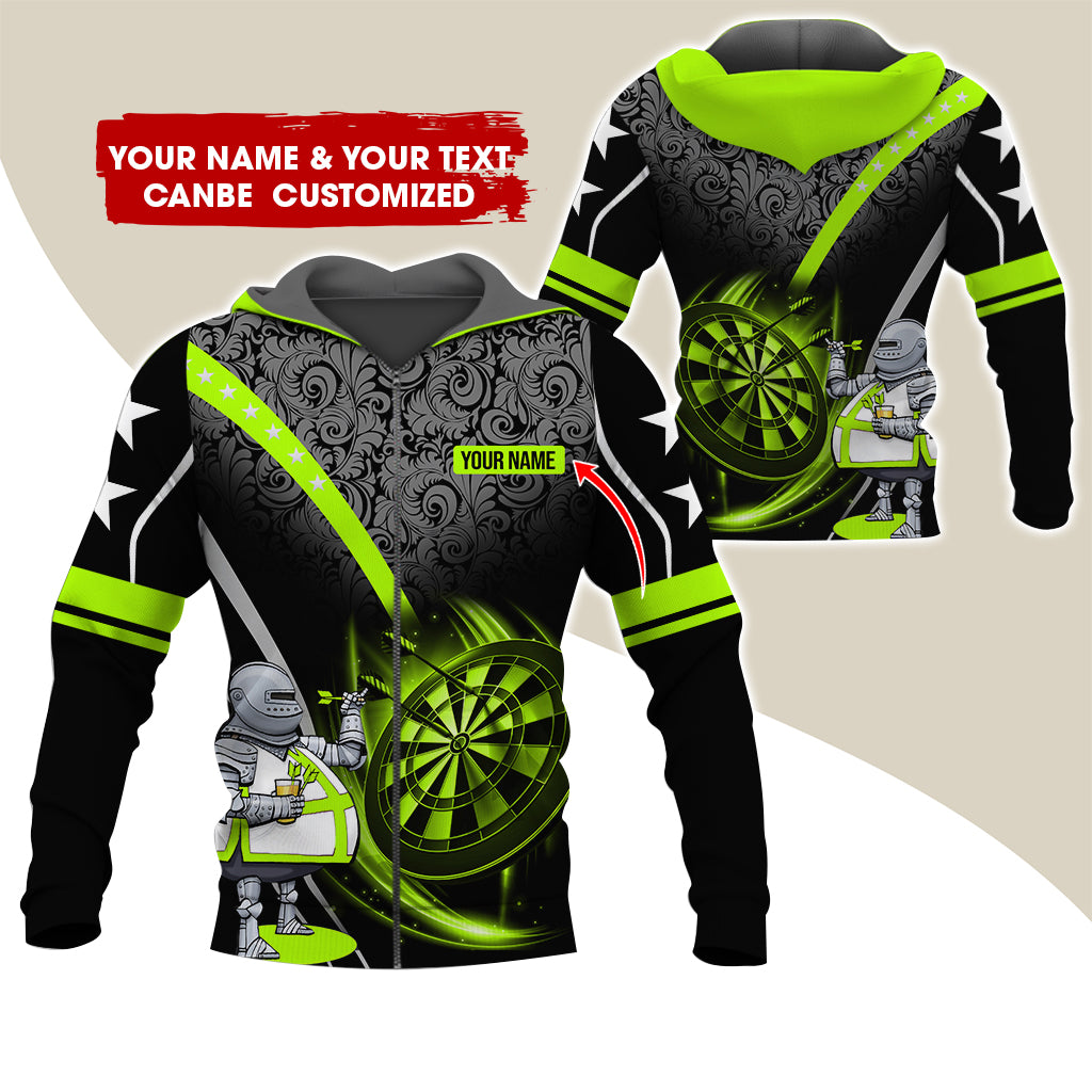Custom Name & Text Darts Premium Zip Hoodie, Personalized Throwing Dad Darts Zip Hoodie For Men & Women - Gift For Darts Lovers, Darts Players