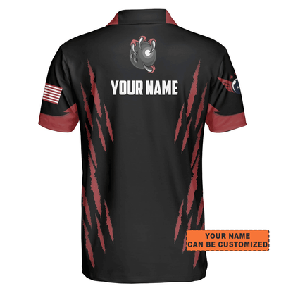 Customized Bowling Men Polo Shirt, Personalized Bowling Team Monster Custom Black And Red Polo Shirt For Men - Perfect Gift For Bowling Lovers