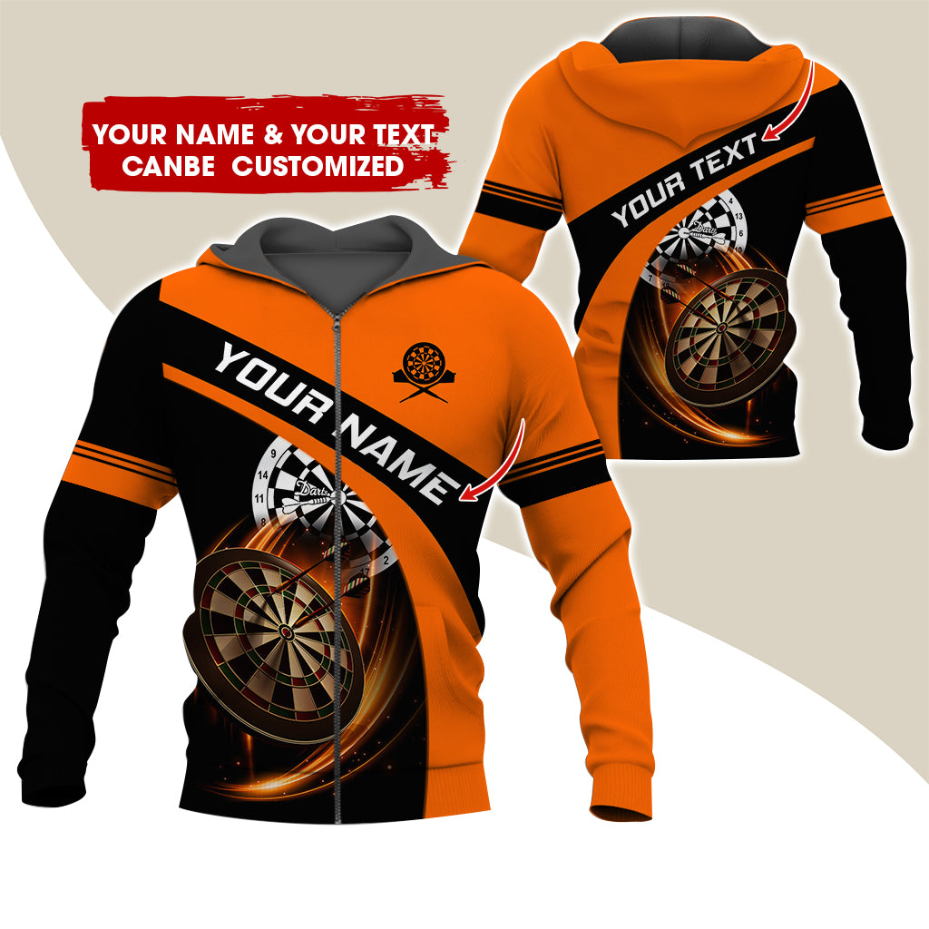 Personalized Name Darts Premium Zip Hoodie , Custom Name Dartboard Zip Hoodie For Men & Women - Gift For Darts Lovers, Darts Players