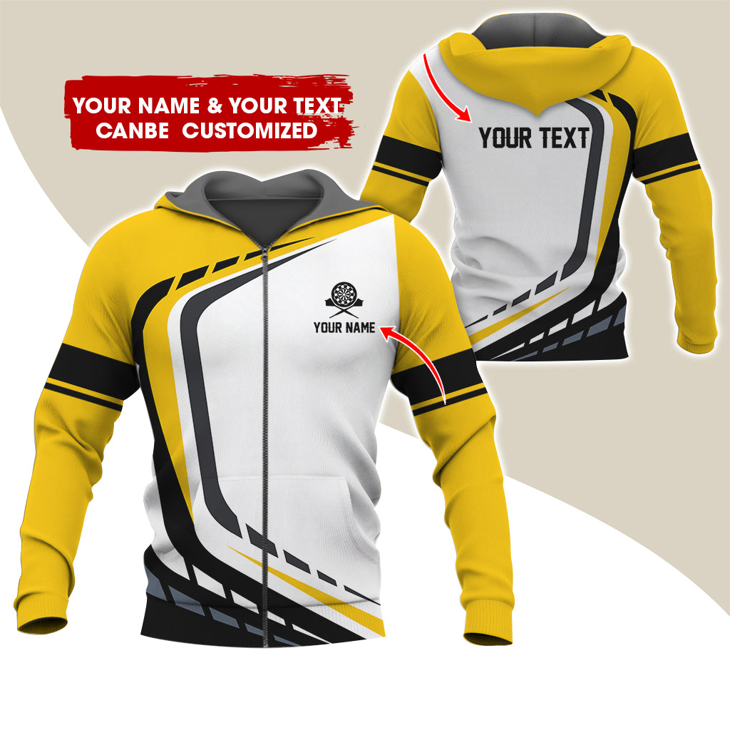Custom Name Darts Premium Zip Hoodie, Personalized Name & Text  Darts Team Uniforms Zip Hoodie For Men & Women - Gift For Darts Lovers, Darts Players