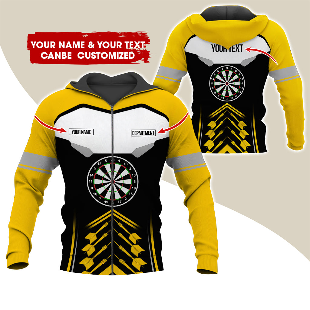 Personalized Name Darts Team Premium Zip Hoodie, Customized Dartboard Zip Hoodie For Men & Women - Gift For Darts Lovers, Darts Players