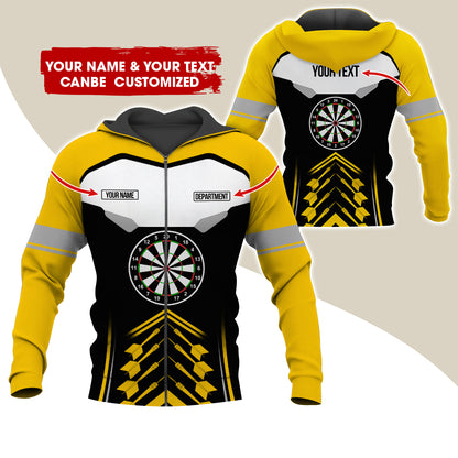Personalized Name Darts Team Premium Zip Hoodie, Customized Dartboard Zip Hoodie For Men & Women - Gift For Darts Lovers, Darts Players