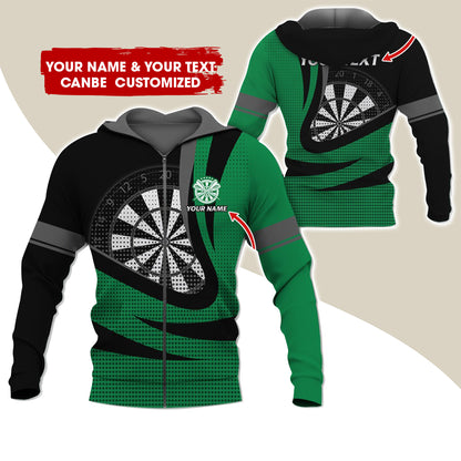 Custom Name & Text Darts Premium Zip Hoodie, Customized Name Polka Dots Darts Zip Hoodie For Men & Women - Gift For Darts Lovers, Darts Players