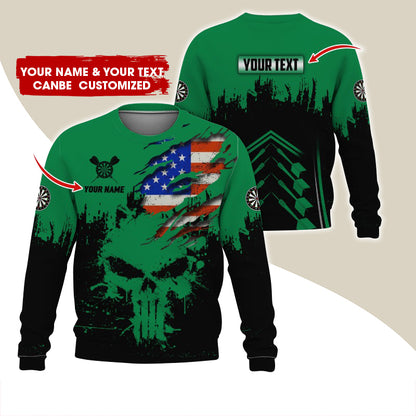 Customized Name & Text Darts Sweatshirt, Personalized Darts American Flag Sweatshirt For Men & Women - Gift For Darts Lovers, Darts Players