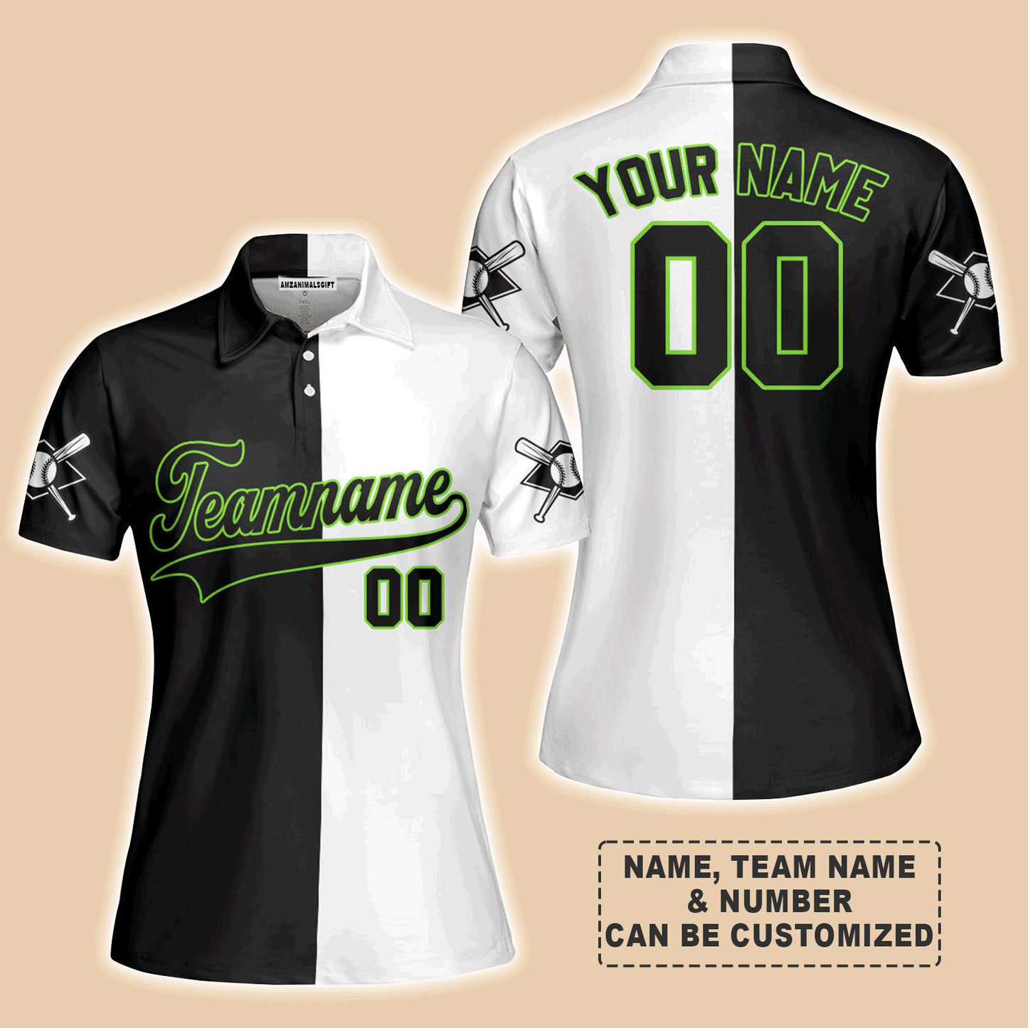Customized Baseball Women Polo Shirt, Canada Baseball Logo Black White Custom Polo Shirt - Perfect Polo Shirt For Women, Baseball Lovers