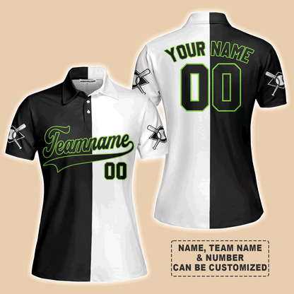 Customized Baseball Women Polo Shirt, Canada Baseball Logo Black White Custom Polo Shirt - Perfect Polo Shirt For Women, Baseball Lovers