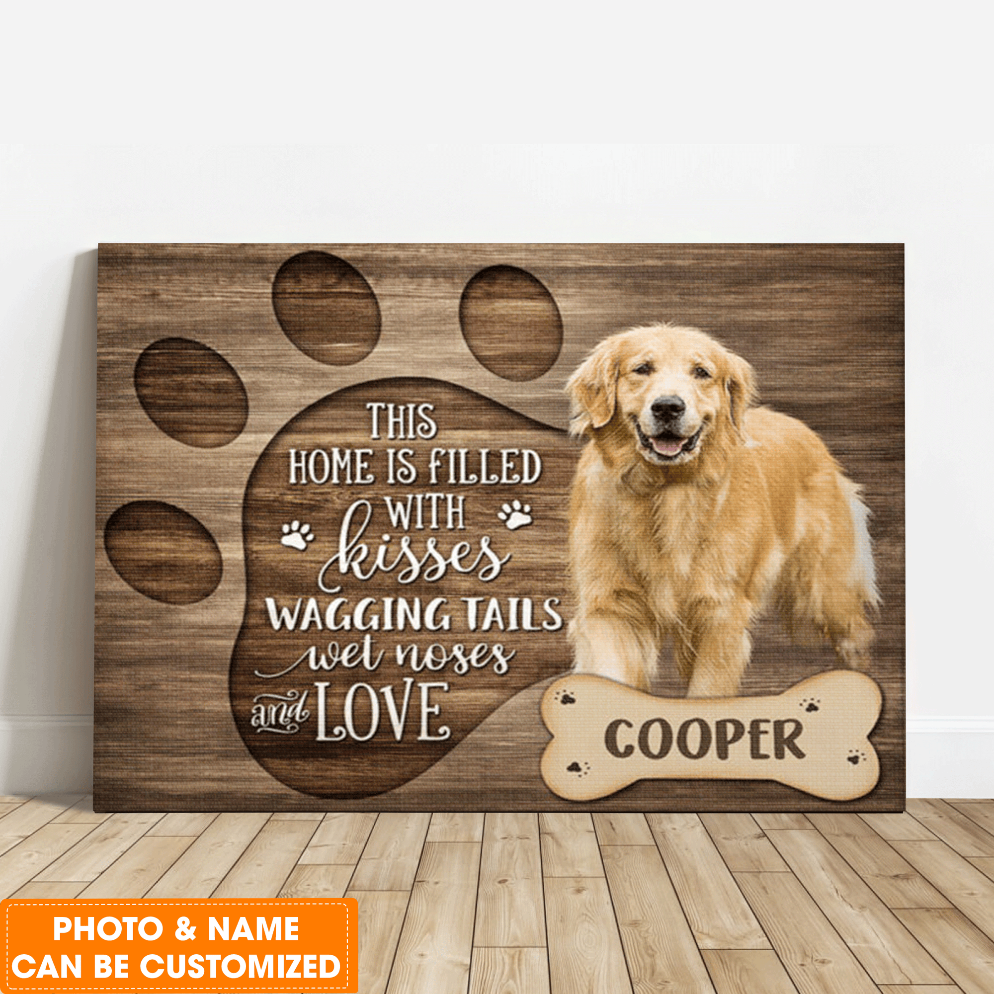 Personalized Dog Landscape Canvas, Custom Pet Photo This home is filled with kisses Canvas, Perfect Gift For Dog Lovers, Friend, Family