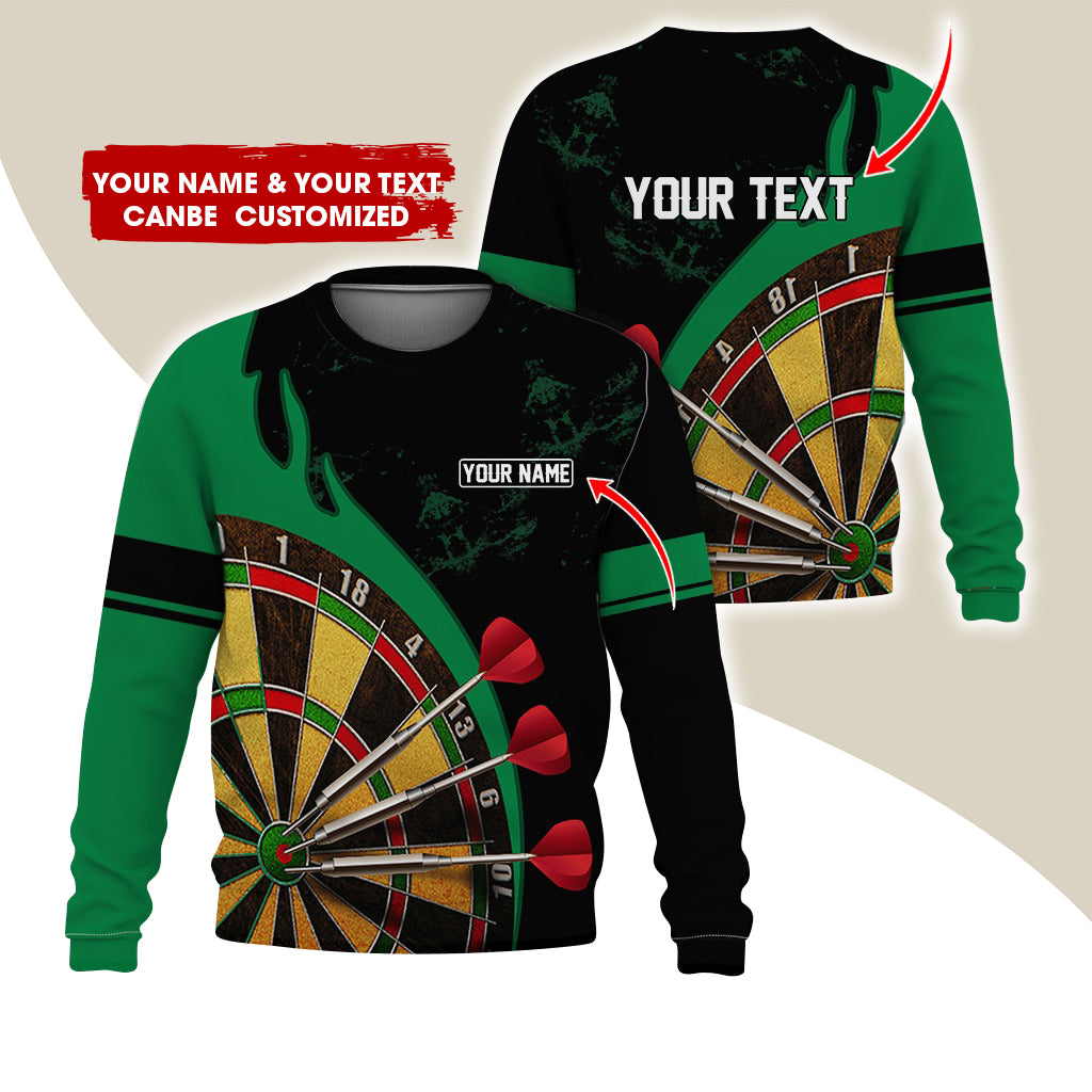 Customized Name & Text Darts Sweatshirt, Personalized Yellow Dartboard Sweatshirt For Men & Women - Gift For Darts Lovers, Darts Players