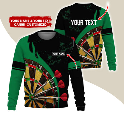 Customized Name & Text Darts Sweatshirt, Personalized Yellow Dartboard Sweatshirt For Men & Women - Gift For Darts Lovers, Darts Players