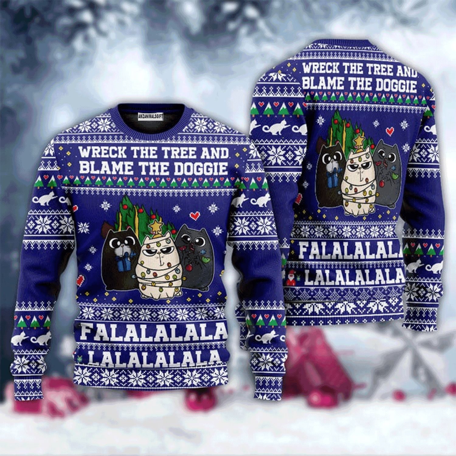 Cat Wreck The Tree Meowy Christmas Sweater, Ugly Sweater For Men & Women, Perfect Outfit For Christmas New Year Autumn Winter