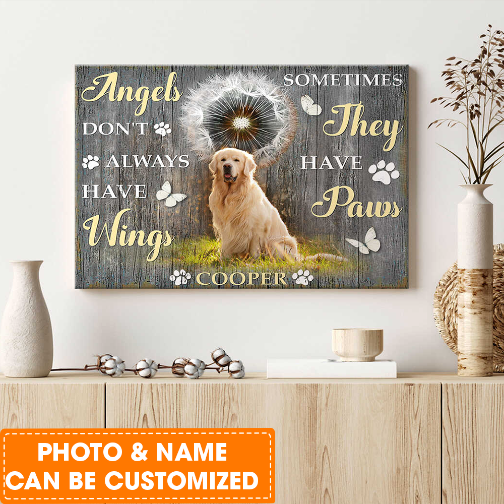 Personalized Dog Landscape Canvas, Beautiful Dandelion Canvas, Custom Photo Of Your Pet Canvas, Perfect Gift For Dog Lovers, Friends, Family