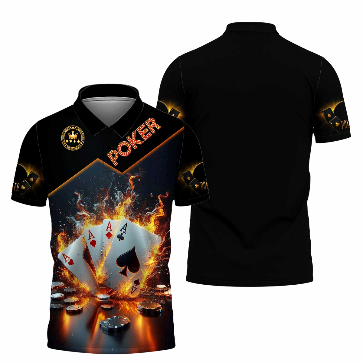 Customized Poker Shirt, Four Aces on Fire Shirts, Perfect Outfit For Poker Players