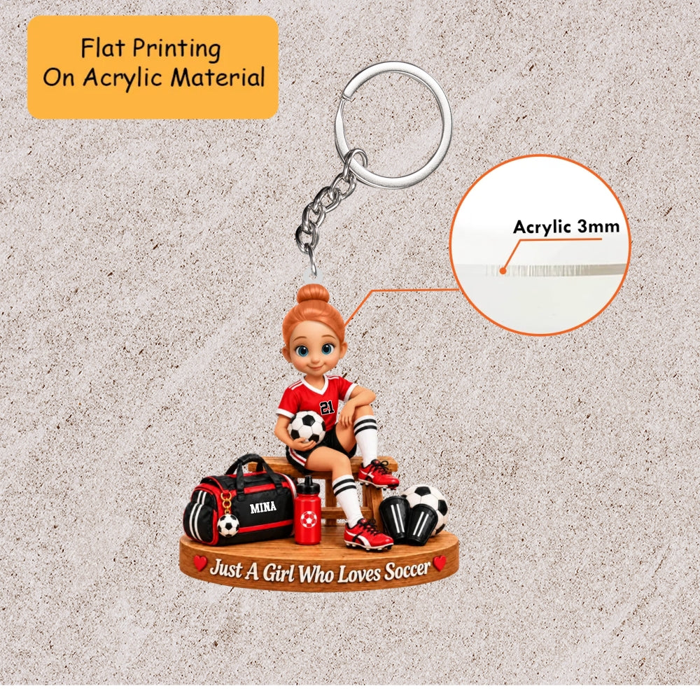 Personalized Soccer Girl Christmas Ornament, Just A Girl Who Loves Soccer Gear Setup, Custom Ornament Christmas Gift, Keychain Soccer, Car Ornament Soccer