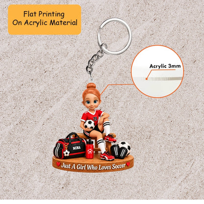 Personalized Soccer Girl Christmas Ornament, Just A Girl Who Loves Soccer Gear Setup, Custom Ornament Christmas Gift, Keychain Soccer, Car Ornament Soccer