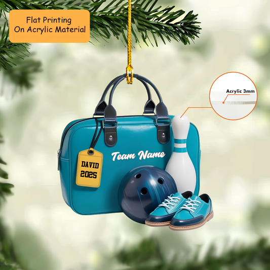 Personalized Bowling Bag Ornament, Bowling Christmas Keychain, Car Ornament, Christmas Ornament Gifts