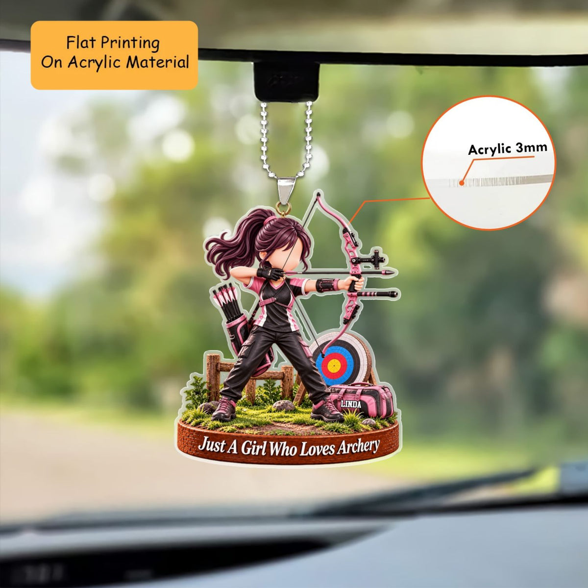 Personalized Archery Christmas Flat Printed Acrylic Ornament, Target Aiming Action Setup, Custom Ornament Christmas Gift, Keychain Archery , Car Ornament Archery 