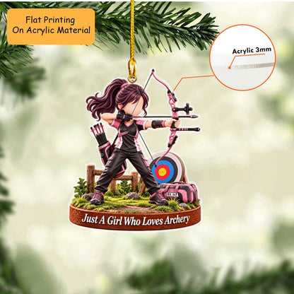 Personalized Archery Christmas Flat Printed Acrylic Ornament, Target Aiming Action Setup, Custom Ornament Christmas Gift, Keychain Archery , Car Ornament Archery 