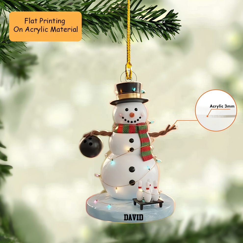 Personalized Bowling Ball Ornament, Bowling Christmas Keychain, Car Ornament, Christmas Ornament Gifts