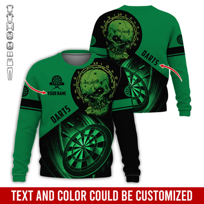 Customized Name & Text Darts Sweatshirt, Personalized Name Skull Master Darts Sweatshirt For Men & Women - Gift For Darts Lovers, Darts Players