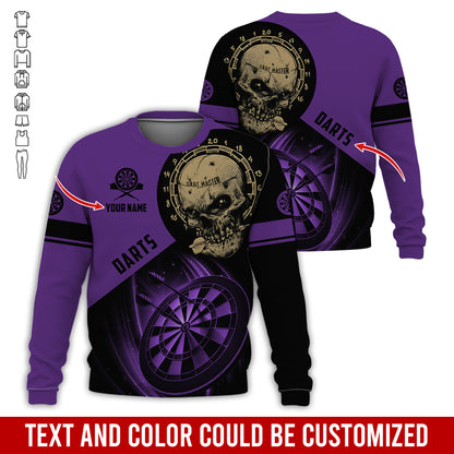 Customized Name & Text Darts Sweatshirt, Personalized Name Skull Master Darts Sweatshirt For Men & Women - Gift For Darts Lovers, Darts Players