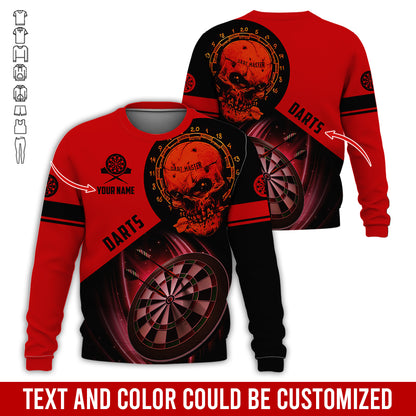 Customized Name & Text Darts Sweatshirt, Personalized Name Skull Master Darts Sweatshirt For Men & Women - Gift For Darts Lovers, Darts Players