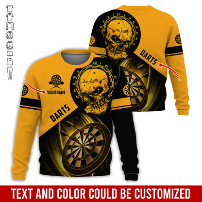 Customized Name & Text Darts Sweatshirt, Personalized Name Skull Master Darts Sweatshirt For Men & Women - Gift For Darts Lovers, Darts Players