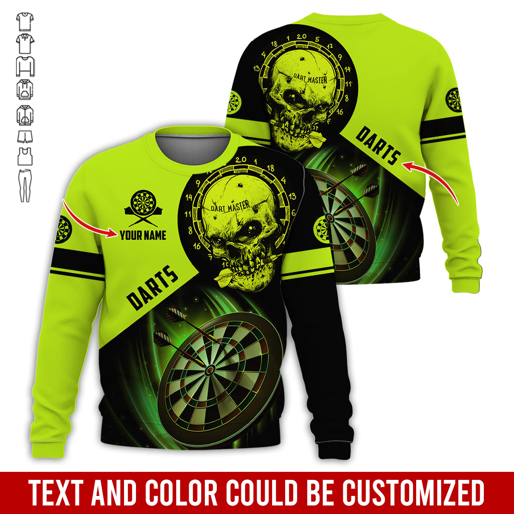 Customized Name & Text Darts Sweatshirt, Personalized Name Skull Master Darts Sweatshirt For Men & Women - Gift For Darts Lovers, Darts Players