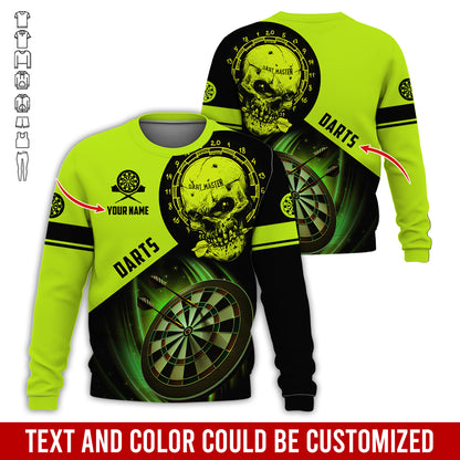 Customized Name & Text Darts Sweatshirt, Personalized Name Skull Master Darts Sweatshirt For Men & Women - Gift For Darts Lovers, Darts Players