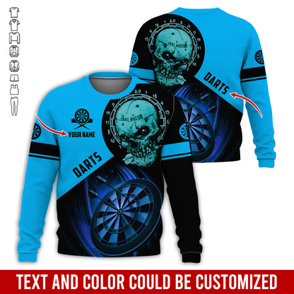 Customized Name & Text Darts Sweatshirt, Personalized Name Skull Master Darts Sweatshirt For Men & Women - Gift For Darts Lovers, Darts Players