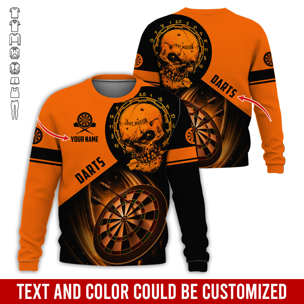Customized Name & Text Darts Sweatshirt, Personalized Name Skull Master Darts Sweatshirt For Men & Women - Gift For Darts Lovers, Darts Players
