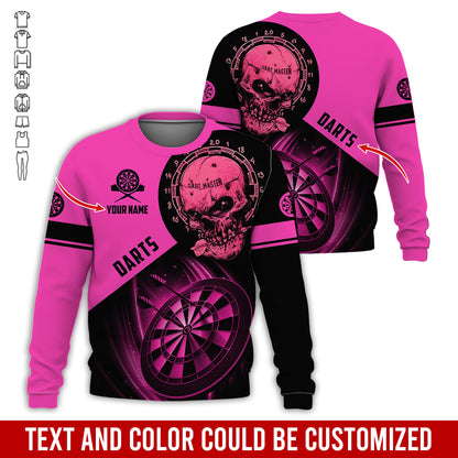Customized Name & Text Darts Sweatshirt, Personalized Name Skull Master Darts Sweatshirt For Men & Women - Gift For Darts Lovers, Darts Players