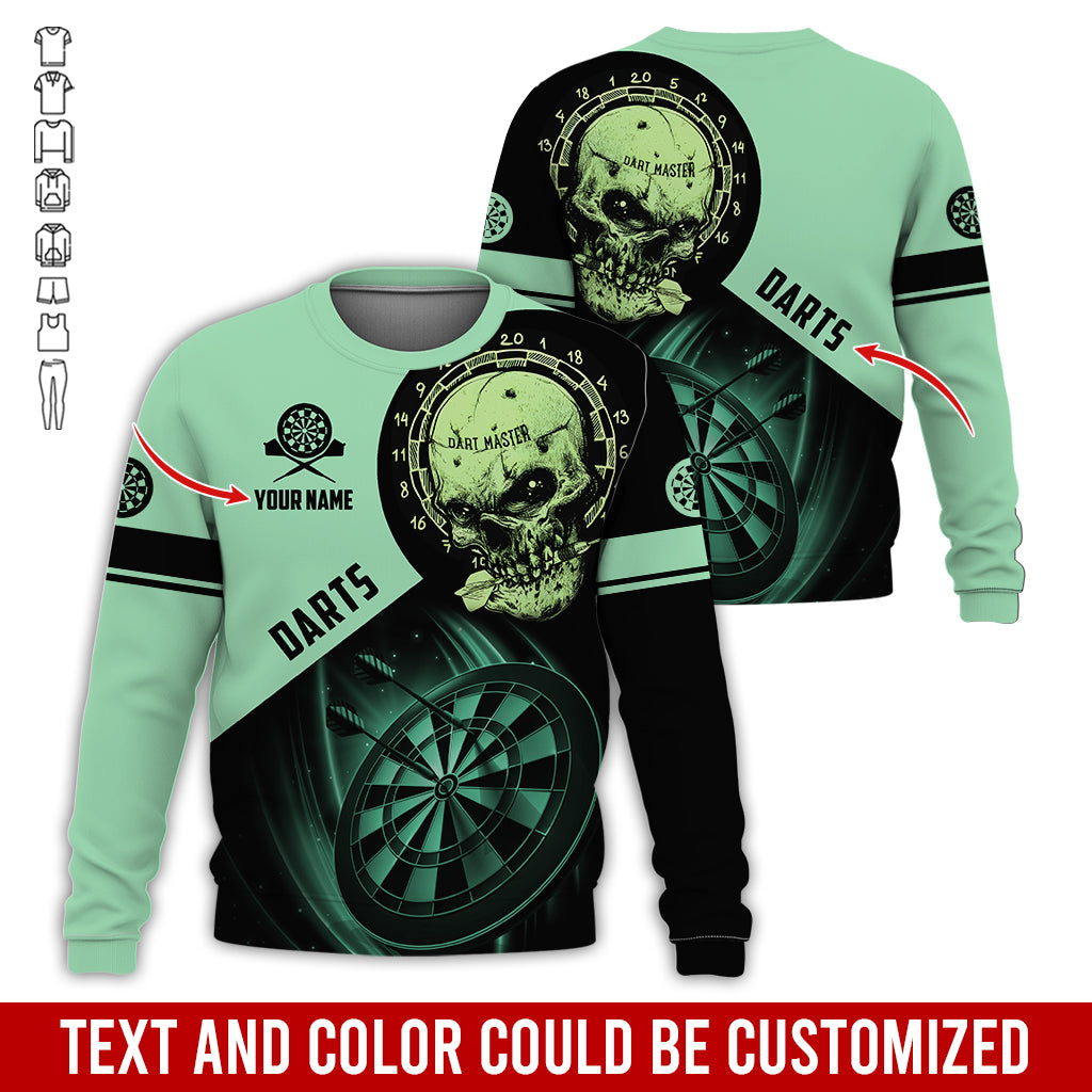 Customized Name & Text Darts Sweatshirt, Personalized Name Skull Master Darts Sweatshirt For Men & Women - Gift For Darts Lovers, Darts Players