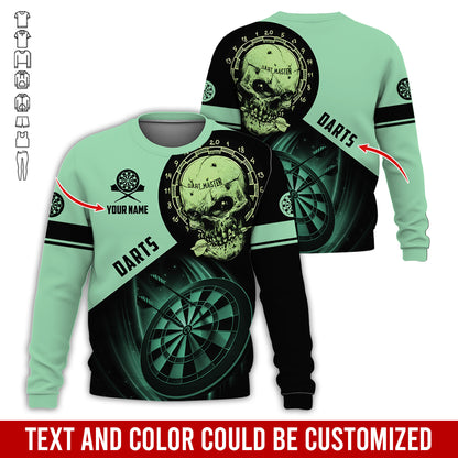 Customized Name & Text Darts Sweatshirt, Personalized Name Skull Master Darts Sweatshirt For Men & Women - Gift For Darts Lovers, Darts Players