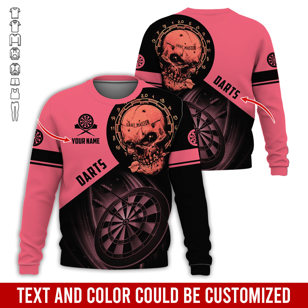 Customized Name & Text Darts Sweatshirt, Personalized Name Skull Master Darts Sweatshirt For Men & Women - Gift For Darts Lovers, Darts Players