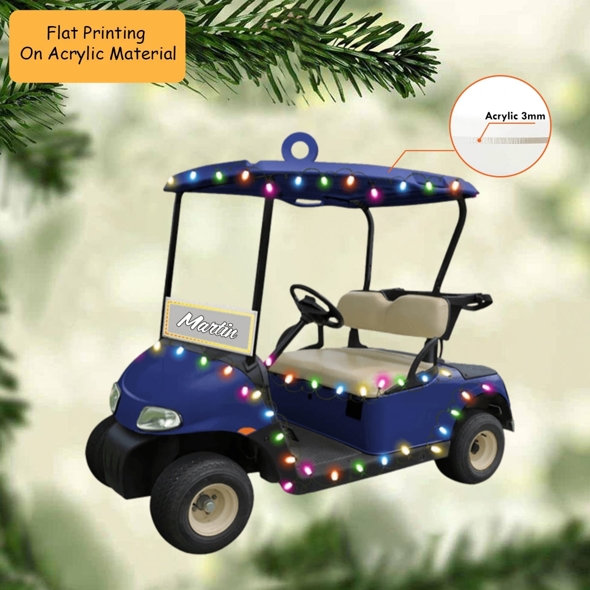 Personalized Riding Golf Acrylic Ornament, Riding Golf Keychain, Car Ornament, Christmas Ornament Gifts