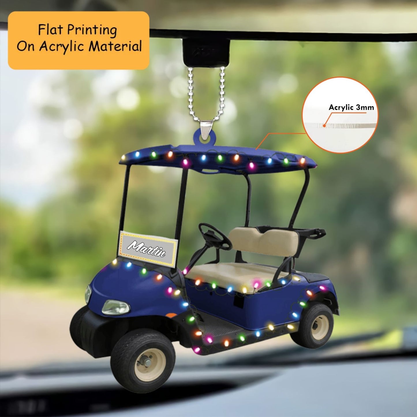 Personalized Riding Golf Acrylic Ornament, Riding Golf Keychain, Car Ornament, Christmas Ornament Gifts